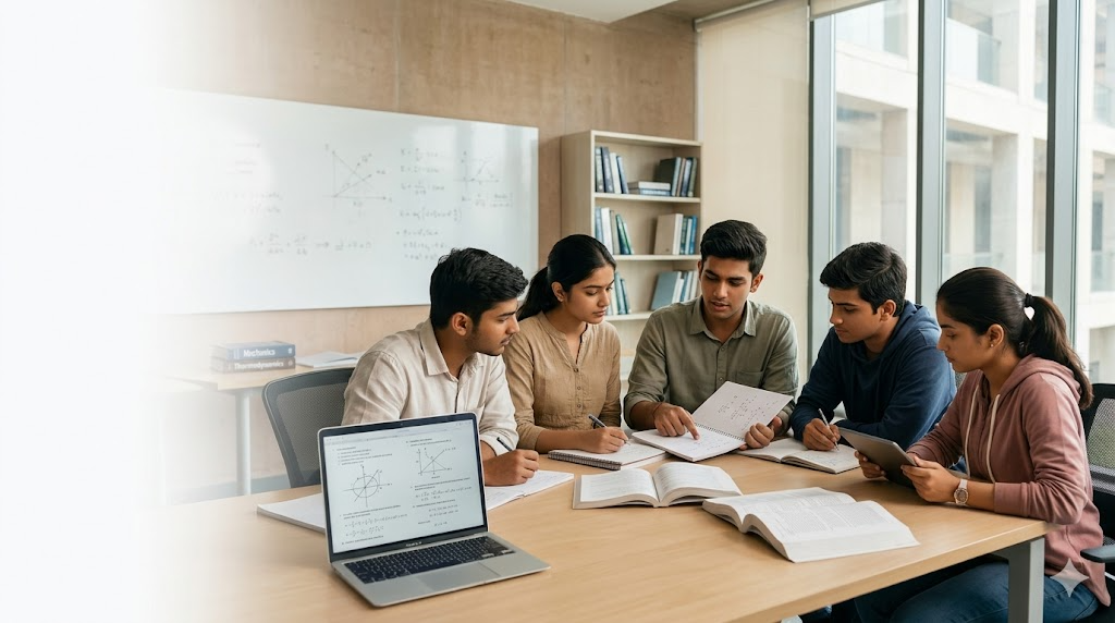 Group of students learning together